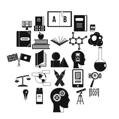 Cevapları sorular Icons set, basit tarzı üzerinde