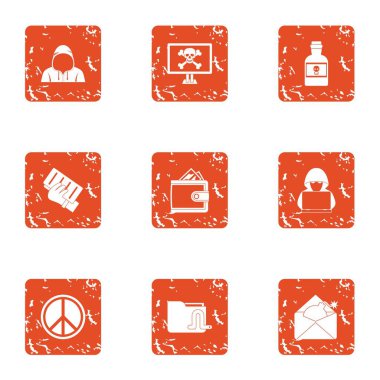 Yararlanma Icons set, grunge tarzı