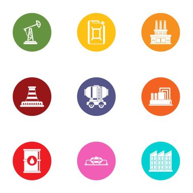 Petrol rezerv Icons set, düz stil