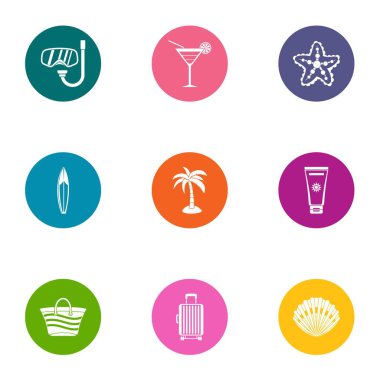 Yüzme partisi Icons set, düz stil