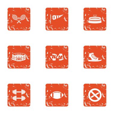 Egzersiz Icons set, grunge tarzı