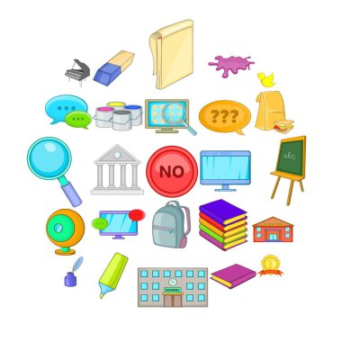 Öğrenci Icons set, karikatür tarzı