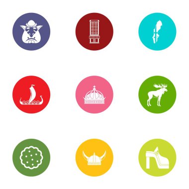 Vahşi Icons set, düz stil