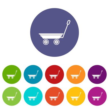 Pazar arabası simgeler vektör renk ayarla