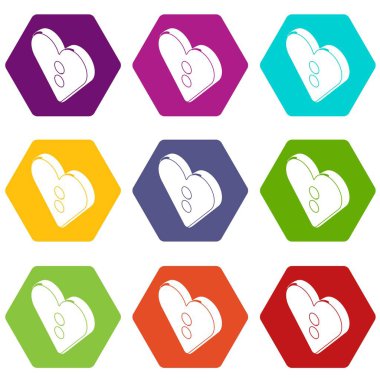 Kalp giyim ikonlar 9 vektör ayarla