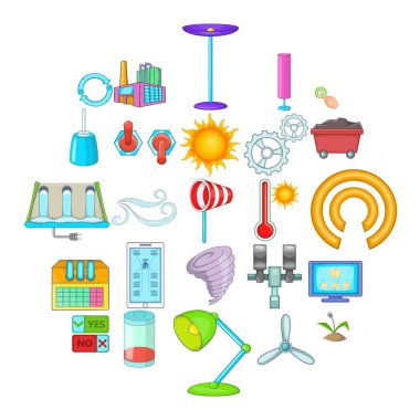 Dünya enerji Icons set, karikatür tarzı