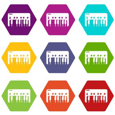 9 vektör synthesizer piyano Icons set