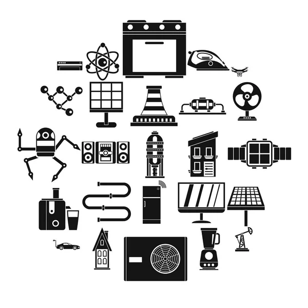 Elektrische blauwe pictogrammen set, eenvoudige stijl — Stockvector