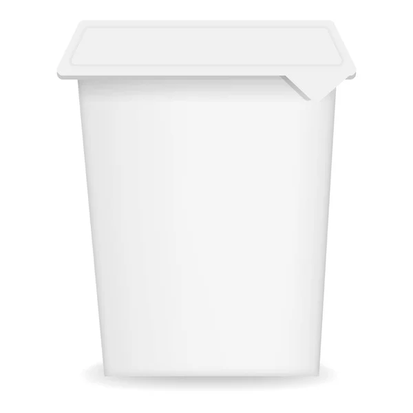 酸奶白色容器样机 基于白色背景的 Web 设计中酸奶白色容器矢量样机的现实例证 — 图库矢量图片
