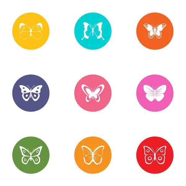 Night butterfly icons set, flat style — Stock Vector