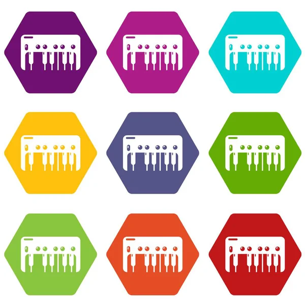 9 vektör synthesizer piyano Icons set