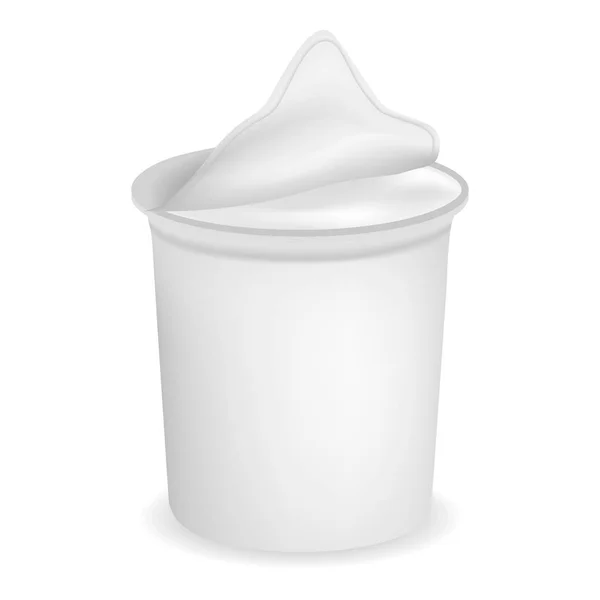 Maqueta de caja de yogur fresco, estilo realista — Vector de stock