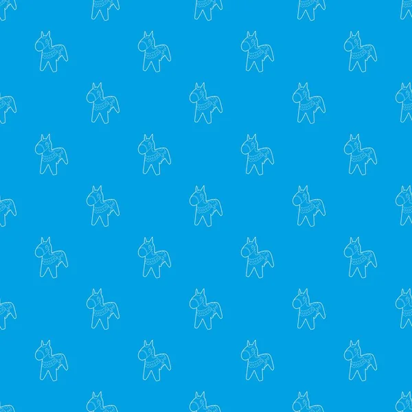 Modèle de cheval jouet vecteur sans couture bleu — Image vectorielle