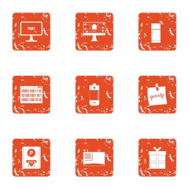 Otopark bilet simgeler kümesi, grunge tarzı