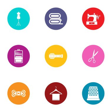 Dikiş Icons set, düz stil