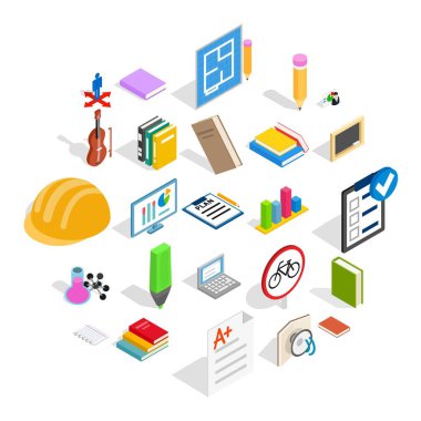 Eğitim kurumu Icons set, izometrik stili