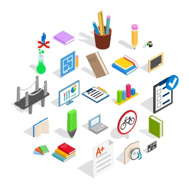 Kolej Evi Icons set, izometrik stili