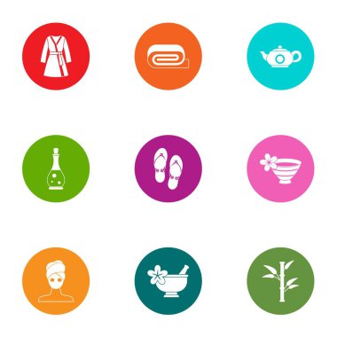 Genç kadın Icons set, düz stil