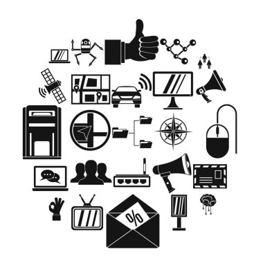 Uydu Icons set, basit tarzı