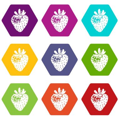 9 vektör çilek Icons set