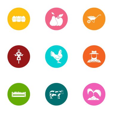 Özel arazi Icons set. Düz beyaz arka plan üzerinde izole web için 9 özel arazi vektör simge kümesi