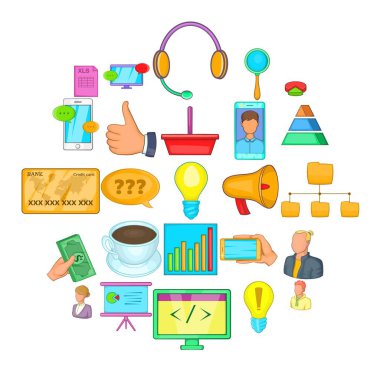 Şirket Icons set, karikatür tarzı yatırımları