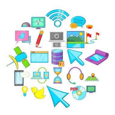 Veritabanı Icons set için bağlanma, karikatür tarzı