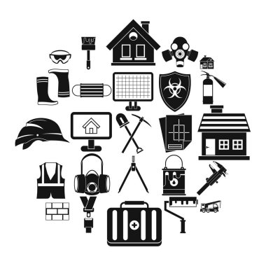 Endişe Icons set, basit tarzı