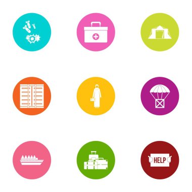 Kurtarma Icons set, düz stil