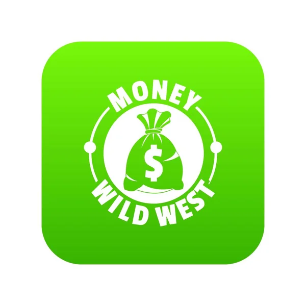 Peníze divokého západu ikonu zelené vektor — Stockový vektor