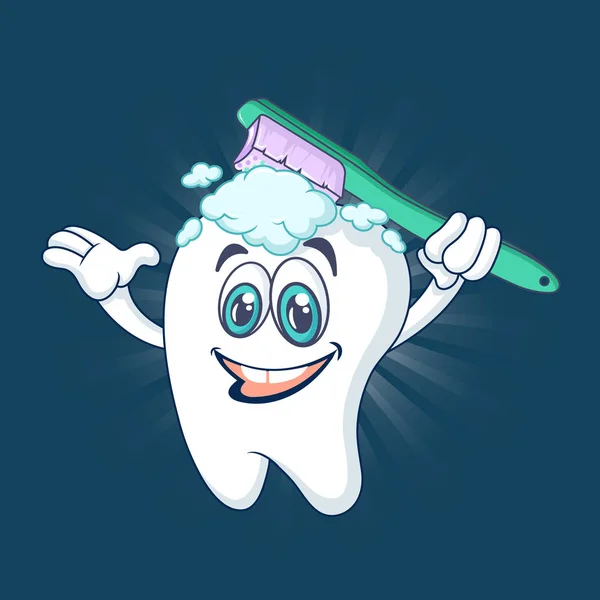 Zdrowy ząb szczęśliwy transparent koncepcja, stylu cartoon — Wektor stockowy