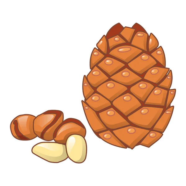 Icône de noix de cèdre, style dessin animé — Image vectorielle