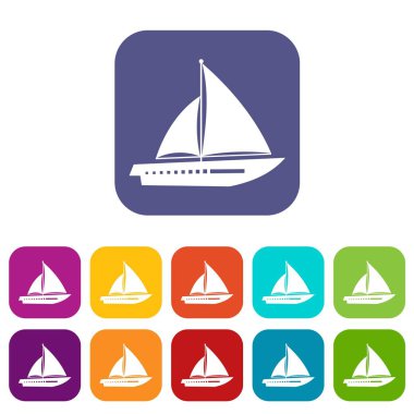 Yelkenli yat Icons set