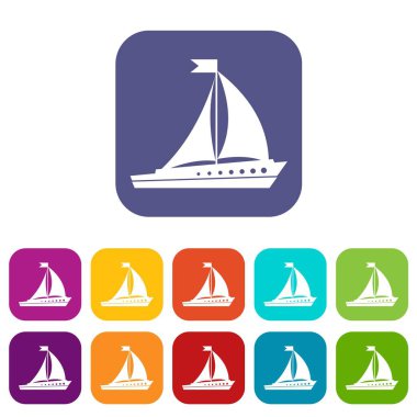 Yelken gemi Icons set