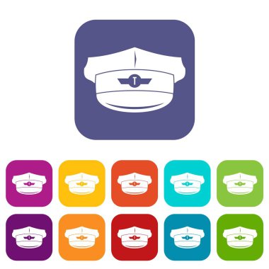 Cap taksi sürücüsü Icons set