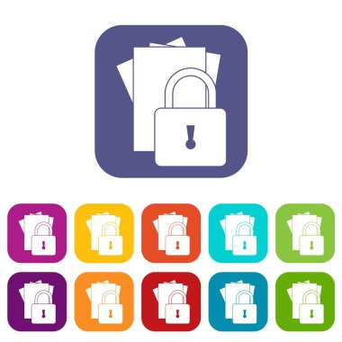 Asma kilit Icons set klasörlerle