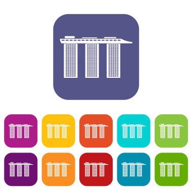 Marina Bay Sands Hotel, Singapore Icons set