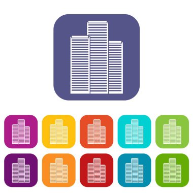 Singapur Icons set içinde gökdelenler