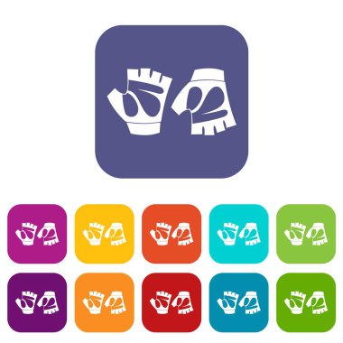 Bisiklete binme eldiven Icons set