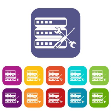Veritabanı tornavida ve somun anahtarı simgeler kümesi ile