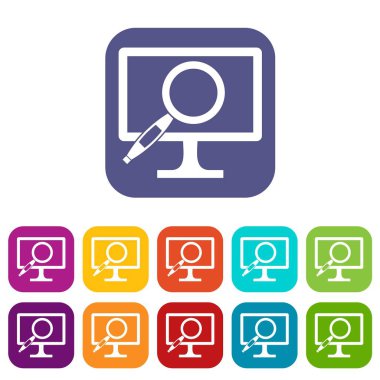 Bilgisayar monitörü Büyüteç Icons set