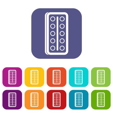 Suluboya fırça Icons set ile bir kutu içinde