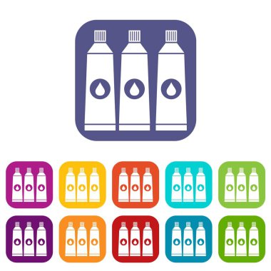 Üç tüp boya simgelerle ayarla