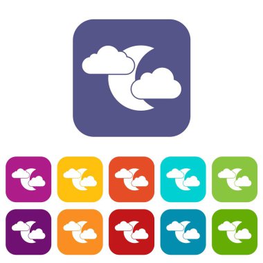 Ay ve bulutlar Icons set