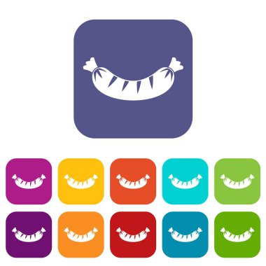 Izgara sosis Icons set