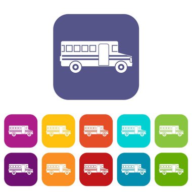 Okul otobüsü Icons set