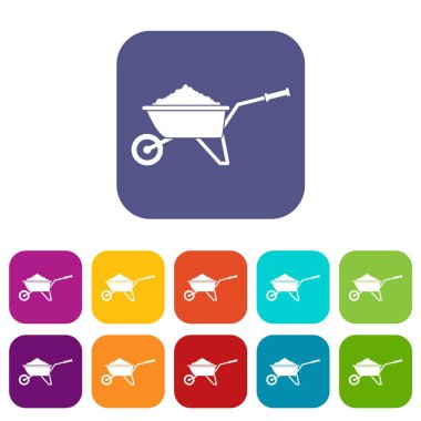 El arabası toprak Icons set ile yüklü