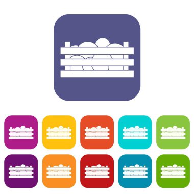 Karpuz ahşap sandık Icons ayarla