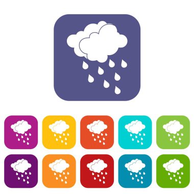Bulutlar ve su damla Icons set