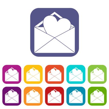 Kalp Icons set ile açık zarf